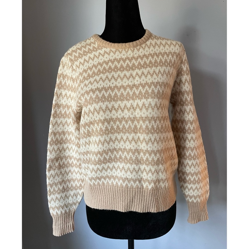 Vintage Patterned Beige Sweater (S)